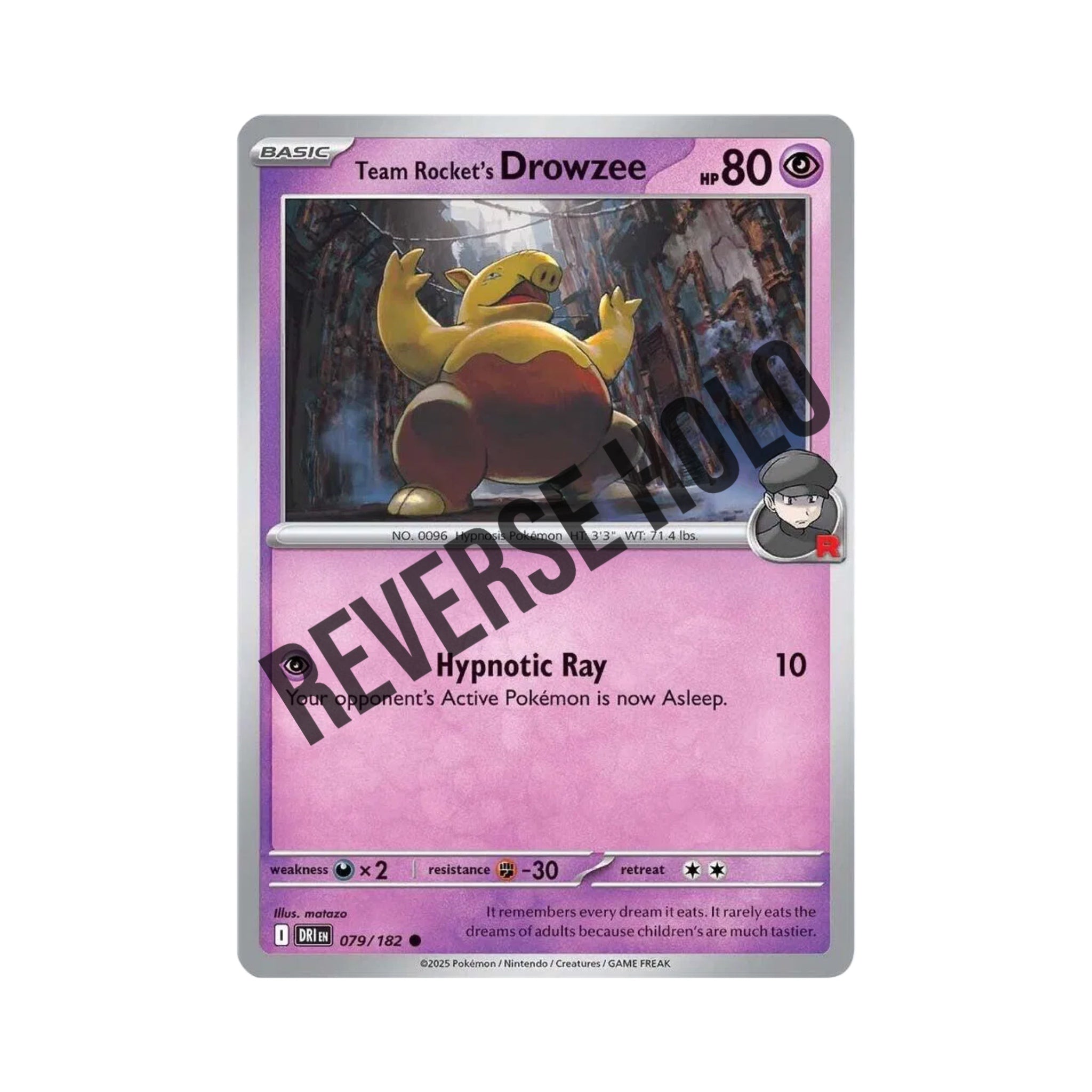 Team Rocket's Drowzee (Reverse Holo) 079/182