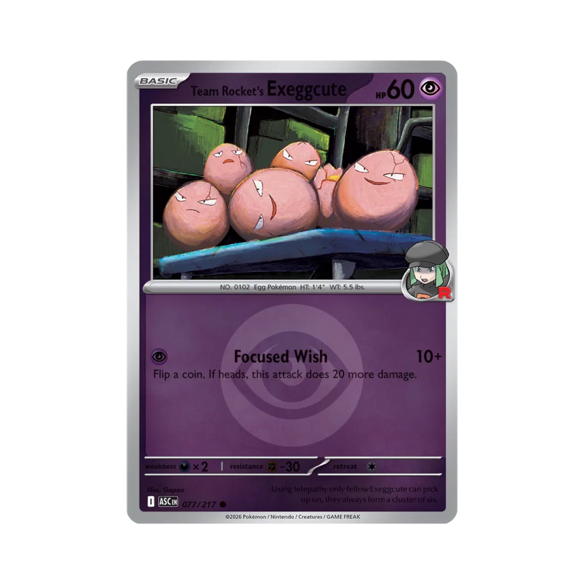 Team Rocket's Exeggcute (Energy Symbol Pattern) 077/217
