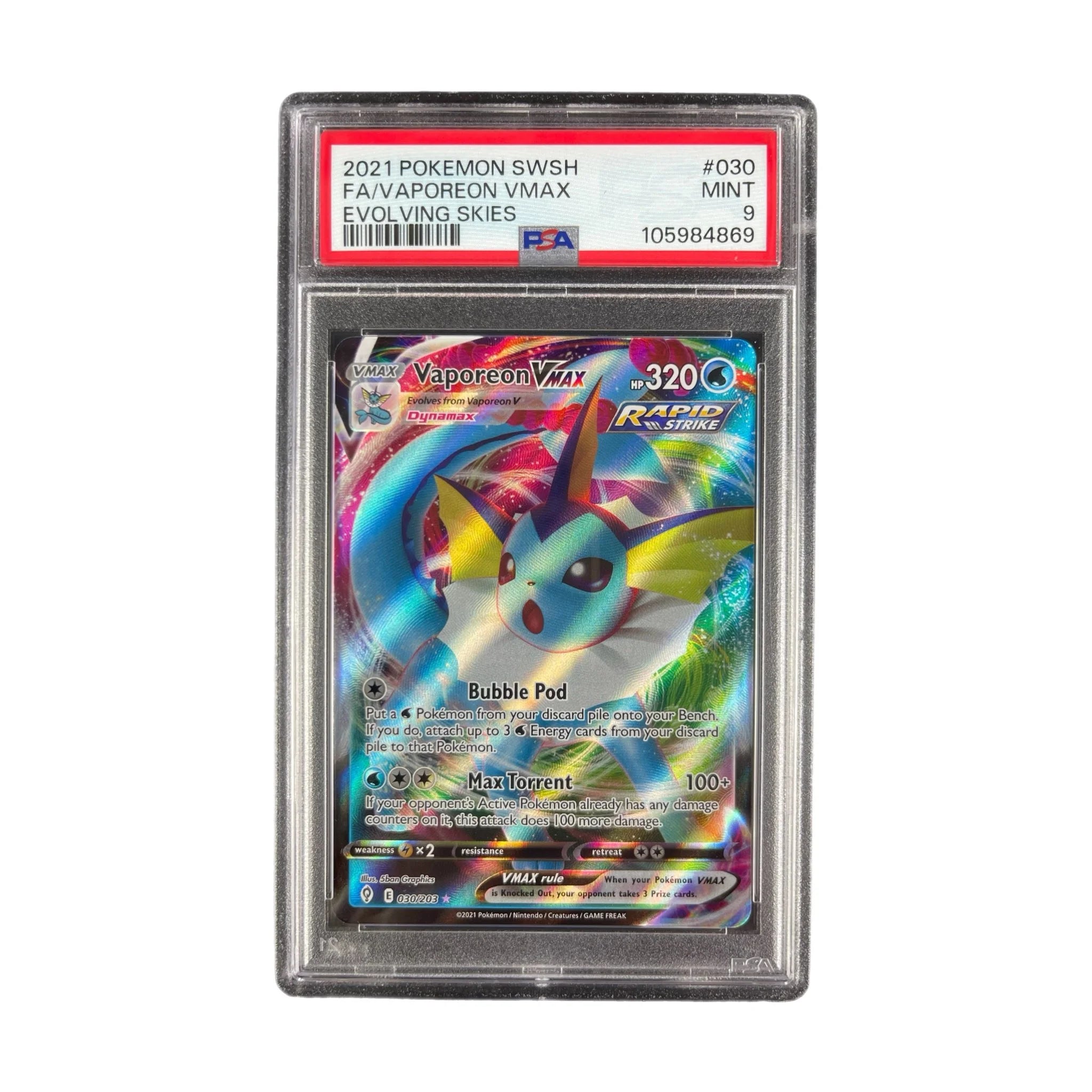 Vaporeon Vmax 030/203 - PSA 9